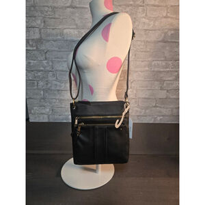 Women's Time and Tru Black Crossbody Bag One Size